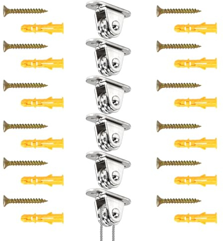 Zithgen Poulie de Levage | Lot de 6 Poulies de Renvoi en Acier Nickelé, Capacité de Charge élevée, avec Accessoires d'installation, pour Store, Abri de Jardin et Levage DIY