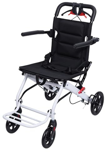 Silla de ruedas portátil de transporte, ligera (solo 14 libras), silla de ruedas plegable para adultos mayores, soporta 180 libras con ruedas delanteras de 360 grados para personas mayores/niños