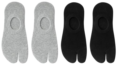 FIYIGO Chaussettes Invisibles Tabi pour Femmes, Coton Low Cut Orteil Fendu | Chaussettes à Orteils Séparés, Coupe Basse, pour Chaussures Plates, Mocassins, Baskets, Sandales