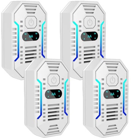 Repelente Ultrasónico de Plagas, 4 Pack Electrónico Repelente Mosquitos Control de Plagas, Repelente Ultrasónico Mosquitos para Anti Moscas, Ratones, Cucarachas, Arañas, Roedores