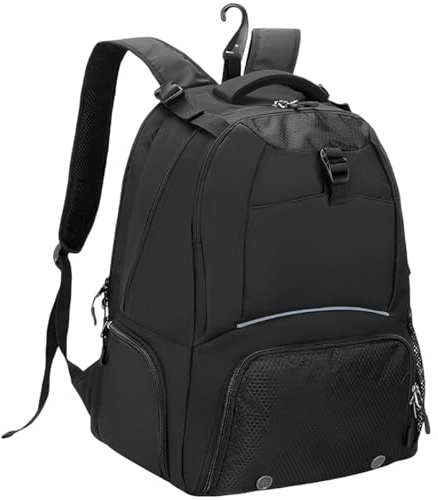 Tressify Tennisryggsäck, 20 L med oberoende skofack, våt och torr separering, stort huvudfack, gym resväska för män, svart