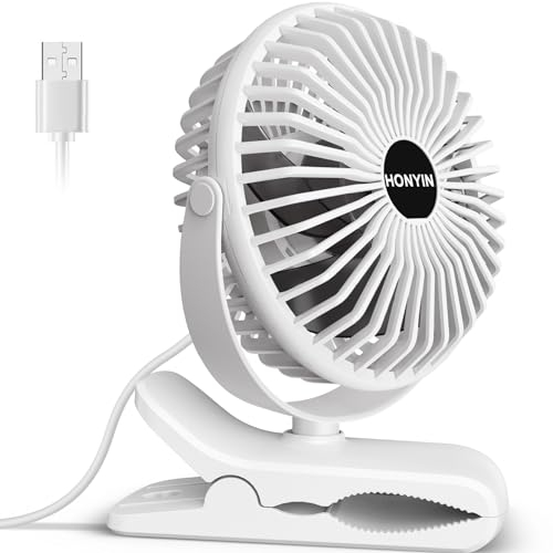 HONYIN Mini Ventilateur à Pince, Rotation°720 Ventilateur de Table avec Clip, Petit ventilateur USB, air puissant et fonctionnement silencieux, pour Maison Table Bureau, Alimenté par USB