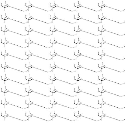 AHUNTTER 80PCS Pegboard Hook 10cm Metal Single Peg Board Shelving Hooks Heavy Duty Hanging Pegboard Accessories for Wall Retail Display Store Supermarket Living Room Kitchen Home – Silver