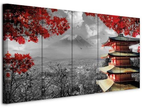 murando - Quadro Acustico Japan 5 pezzi schiuma acustica Quadri Moderni Grandi - Camera da Letto Matrimoniale - Stampa su Tela - Pannelli Fonoassorbenti Decorativi - Fonoassorbente
