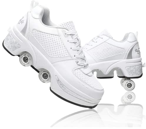 Skoter skridskor med hjul för flickor, deformation skoter, skateboards, 2-i-1 inline-skateboards, multifunktionella skoter, skridskor, skor, casual, sportskor