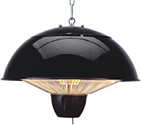 Melchioni Family Apollon, Stufa radiante a soffitto da esterno, Resistenza alogena, 1500W, Corpo in alluminio, Griglia di protezione in acciaio, Grado di Protezione IP34, Nera