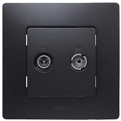 LEGRAND Enchufe TV, Toma para Televisión, Radio, Satélite Terminal, Gama Niloé Monobloc, Mecanismo Completo con Marco, Negro, 396497