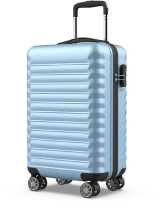 NUMADA - Maleta de Viaje Cabina Upfly 20' ABS (53x33,5x22cm) con Cierre de Combinación y 4 Ruedas Dobles 360. Maleta de Mano Rígida Resistente, Ligera con Interior Compartimentado | Azul Claro