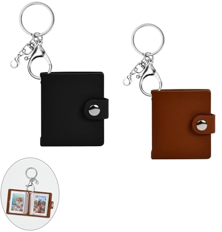 MEISO 2 Stück Mini Fotoalbum mit Schlüsselanhänger, Schlüsselanhänger Fotoalbum, Schlüsselanhänger Buch, DIY Fotoalbum, Personalized Kleines Taschen Foto-Schlüssel Zubehör für Familie, Paare