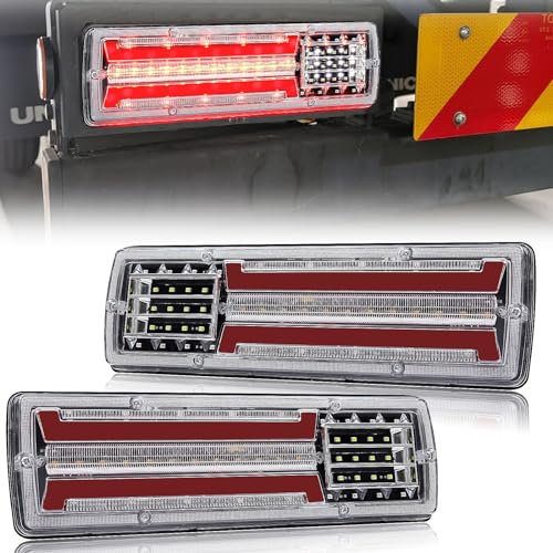 Biqing 2PCS Fanali Posteriori Rimorchio LED, Luci 12V Stop/Turn/Tail/Freno/Retromarcia 62 Indicatori Luminosi per Camion Furgone Caravan