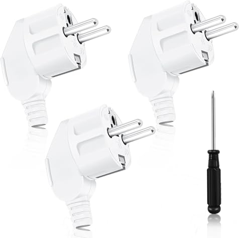 CYIOU Schuko Stecker Winkelstecker 230v Flach Schukostecker IP44 Schutzkontakt-Stecker mit Knickschutztülle Bruchfest Langlebig Kann Aussenbereich für 8-10mm Kabel