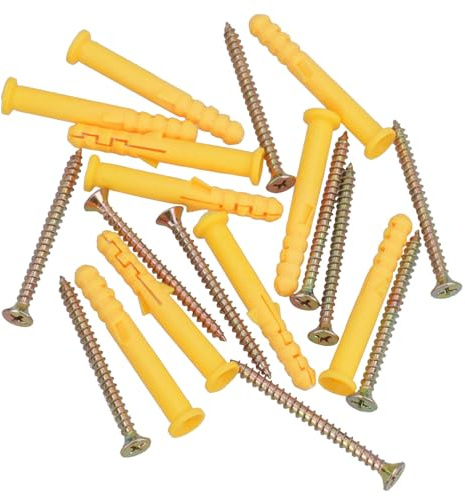 5 x 60mm Countersunk Screws and Wall Raw Plugs for Wood Concrete Brick 20pc