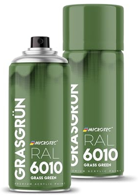 MICROTEC® Sprühlack | 400ml | hochwertiges Acryllackspray | matt oder glänzend | Sprühfarben für Metall, Holz, Kunststoff u.v.m. | große Farbauswahl (Grasgrün matt - RAL 6010)