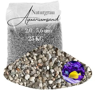 Aquariumsand Aquariumkies 25 kg 2,0-5,6 mm hellgrau gewaschen kantengerundet Quarzsand