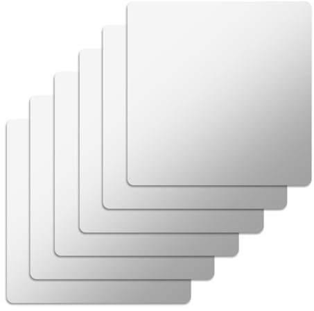 6 pellicole per specchio autoadesive, 20 x 20 cm, specchio adesivo acrilico flessibile, autoadesivo, per la parete, non vetro argento