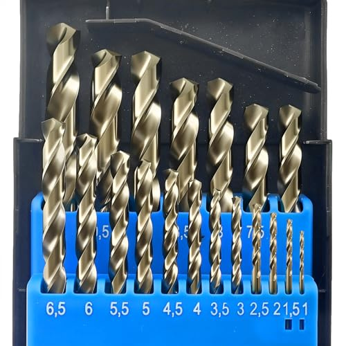 GERYWOLF Cobalt Drill Bit Set, 19 pcs M35 High Speed ​​Steel Twist Drill Bits, Metal Drill Bits for Hard Metal, Stainless Steel, Cast Iron, Wood and Plastic, with Index Box 1.0mm-10.0mm