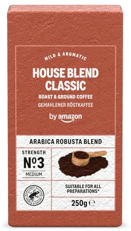 by Amazon Miscela House Miscela Arabica/Robusta macinata 250g 1 confezione