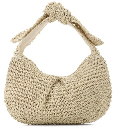 Syrads Donna Borse Paglia Intrecciata Borsa A Estate Beach Manici per Vacanze All'aperto,Beige