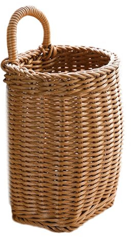 Wall Hanging Basket - Hanging Woven Wall Basket Decor | Hangable for Front Door | Rattan Wicker Baskets for Front Door | Vegetable Fruit Container | Pantry Potato Garlic Onion Storage Kitchen