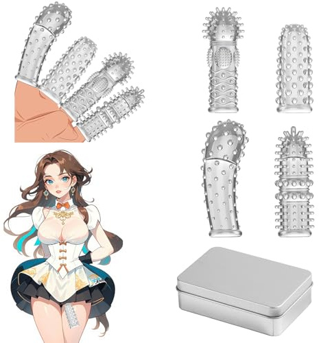 4 piezas Fundas para Dedos punto G,Fricción Mayor Manguitos para el Dedo Erótico, Fáciles de Llevar Juguetes Eróticos para Parejas, Regalo Ideal(Transparente)