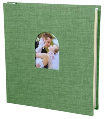 Álbum de fotos de páginas gruesas, diseño de ventana frontal arqueada, bolsillos protectores, espacio de escritura, ampliamente utilizado para impresoras instantáneas, fácil inserción de fotos, álbum