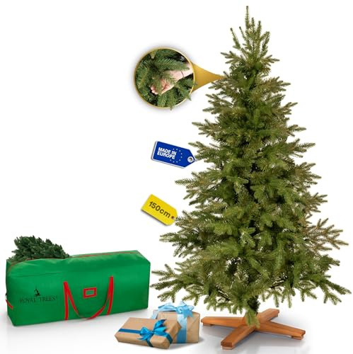 Royal Trees - Árbol de Navidad artificial de abeto de 150 cm, con 310 puntas y soporte de madera resistente, para decoración de sala de estar, incluye bolsa de almacenamiento