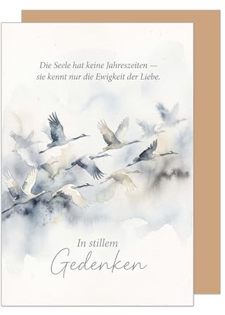 Edition Seidel biglietto di condoglianze premium con busta. Frase in silenzioso ricordo compassione amore conforto speranza forza (T1309 SW026)