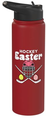 Easter Ice Hockey Helmet Stick Eggs Sports Men Boys Kids Stainless Steel Insulated Water Bottle