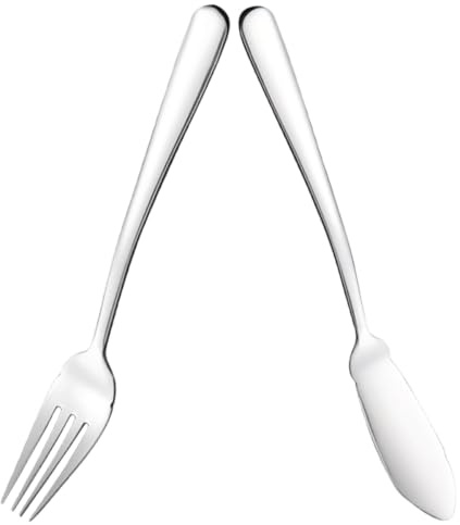 STAHAD Juego de Cubiertos Occidentales para Pescado 2 Piezas, Cuchillo y Tenedor de Acero Inoxidable, Vajilla de Metal para Hogar, Restaurante y Eventos, Kit de Cubiertos de Mesa