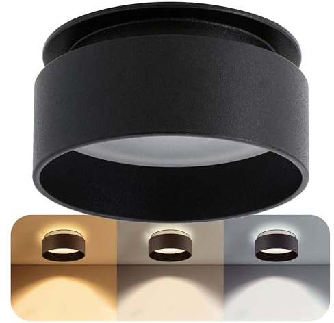 SSC-LUXon LED Deckenstrahler Sudara mit indirektem Licht inkl. LED 4W warmweiß 230V - Einbau Design Spot Leuchte schwarz rund