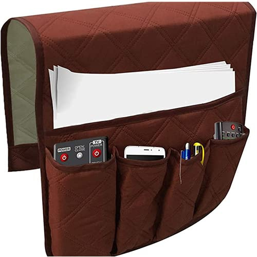 Bkrdty Organizador de Reposabrazos para Sofá 5 bolsillos 90 * 33cm Bolsillo Antideslizante para Sofá Soporte de Bolsa de Almacenamiento de Tela para Sofá Eléfono Libro Revistas Control Remoto de TV