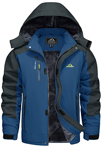 KEFITEVD Skijacke Herren Winterjacke Softshelljacke Männer Warme Atmungsaktiv Snowboardjacke Outdoor Jacken Herren Winter Denimblau M