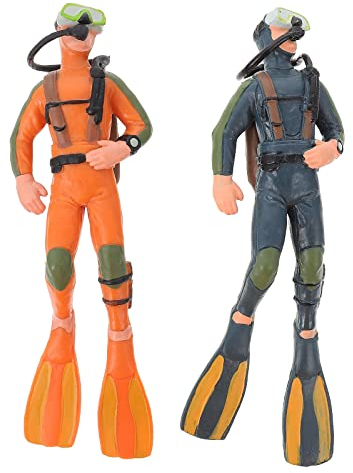 Actionfigur Taucher mit Schlauch: 2 Mini-Taucher-Figuren, Miniatur-Schwimmer, Spielzeug, Taucher, Landschafts-Ornamente für Aquarium, Aquarium