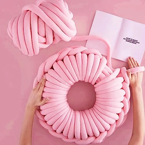 FIYSON manta de peluche de punto 500 g de longitud aprox. 25 m hilo móvil para tejer a mano tejido grueso hilo de lana suave sofá cama para mascotas rosa oscuro