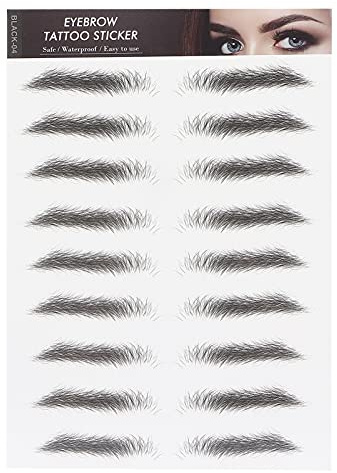 Pegatinas de Tatuaje de Cejas 6D, Plantillas para Dar Forma a las Cejas, Cejas Postizas Impermeables Semipermanentes para Mujeres, Pegatinas de Transferencia de Cejas en Estilo Arco para(NEGRO-04)