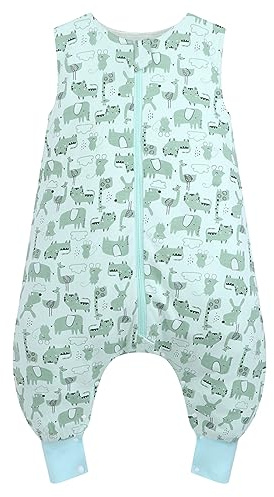 WYTbaby Baby sovsäck 1.0 Tog med fötter, ultramjuk och bekväm sovsäck 100 % bomull, perfekt för barnets sömn, lämplig för 2–3 år gamla bebisar, storlek 80–90 cm