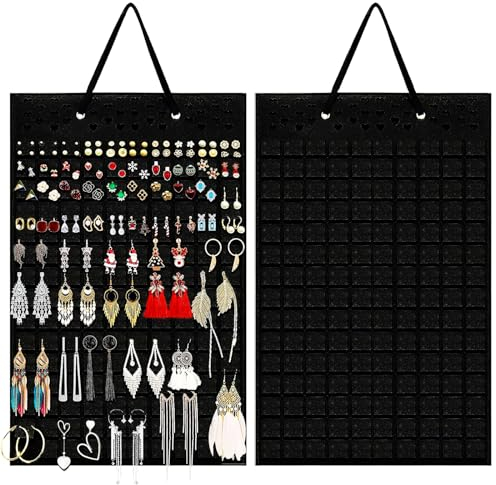 Portaorecchini Organizzatore, 2 pezzi Appeso Contiene Portagioielli, Contiene fino a 300 paia di Orecchini, Portaorecchini con 150 Feltrini, Ideale per Conservare gli Orecchini