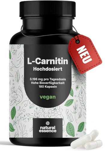L-Carnitin Kapseln Hochdosiert 3196mg - 180 Kapseln - Komplex aus L-Carnitin-Tartrat, Acetyl - vegan aus Deutschland Laborgeprüft - Verpackung kann variieren
