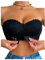 GORGLITTER Women's Strapless Push Up Front Fastening Bra No Underwire Wireless Scalloped Sexy Lace Bras Black 34A