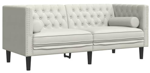 vidaXL Chesterfieldsoffa med bolsterkuddar 2-sits gräddvit sammet, 2-sitssoffa, tvåsitssoffa, 2 sitssoffa, 2-sitssoffor, tvåsitssoffor, 2 sitssoffor
