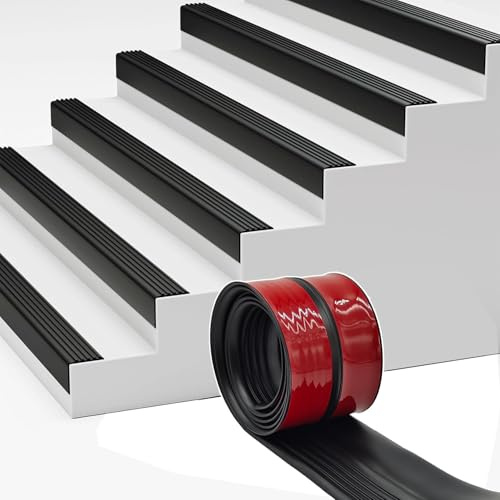 GELINTONG Stair Anti Slip Nosing, Self Adhesive Flexible Rubber Angle Edging Strip Step Edge Trim Molding Trim Treads Edge Protector for Outdoor & Indoor Uses (1M,50x48mm Black)