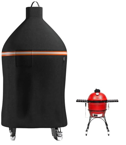 EVRBUL Outdoor Charcoal Grill Cover, Heavy Duty 420D BBQ Barbecue Protection Cover with Windproof Buckle & Ventilation Hole Compatible with Kamado Joe 18-inch Classic Charcoal Grills