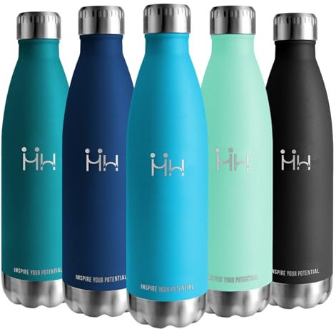 Borraccia Termica, 500 ml Senza BPA, Borraccia, 18/8 Acciaio Inossidabile, borraccia bambini, Isolamento Sottovuoto a Doppia Parete, Bottiglia Termica per Scuola, Jogging, Campeggio - Cielo blu