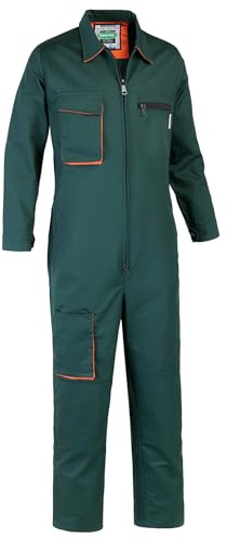 Yukirtiq Herren Arbeitsoverall Baumwolle Arbeitsanzug Overall Handwerker Arbeitskleidung Rallyekombi Werkstatt Anzug Arbeitskombi, Grün, M