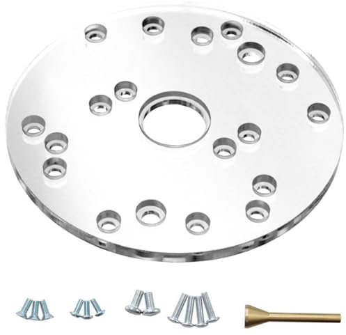 Placa de repuesto universal de base de enrutador con orificio central de 30 mm, agujero preperforado para fresadoras de carpintería, placa base de enrutador acrílico auxiliar