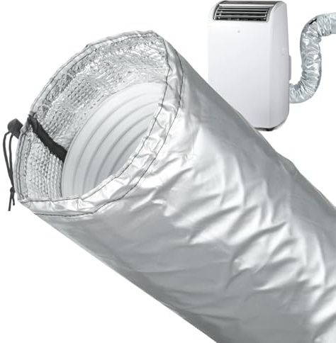 Guaina Isolante Per Tubi Flessibili d ell'aria Condizionata, Copritubo Condizionatore Portatile, Rivestimento Tubi Climatizzatore, Design Elastico Con Coulisse, Foglio Di Alluminio + Oxford