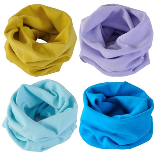 4 Piezas Bufanda Pañuelo Cuello Niños Bufanda Cuello de Algodón Niños Cuello de bufanda de algodón para bebés Bufanda de cuello redondo para niños Bufanda de algodón de invierno para bebés Decorar (E)