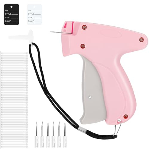 Freyeeti Pistola Etiquetadora, Pistola de Etiquetas para Ropa Stitch Gun con 5 Agujas de Repuesto + 2000 Hilos Estándar + 200 Etiqueta + Instrucciones para Ropa Calcetines Sombreros Etiqueta Precios