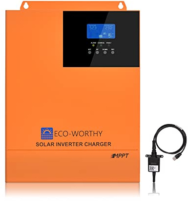 ECO-WORTHY Hybrid Inverter 48 V 5000 W ren sinusvåg + MPPT 80 A solregulator DC till 220 V/230 V AC solinverter för husbil hem komplett solsystem