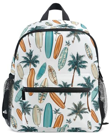Kcldeci Sac à dos pour tout-petits filles garçons palmiers planches de surf maternelle primaire maternelle enfants école maternelle sac à livres S-M, Planches de surf Palmiers, S, Sac à dos daypack